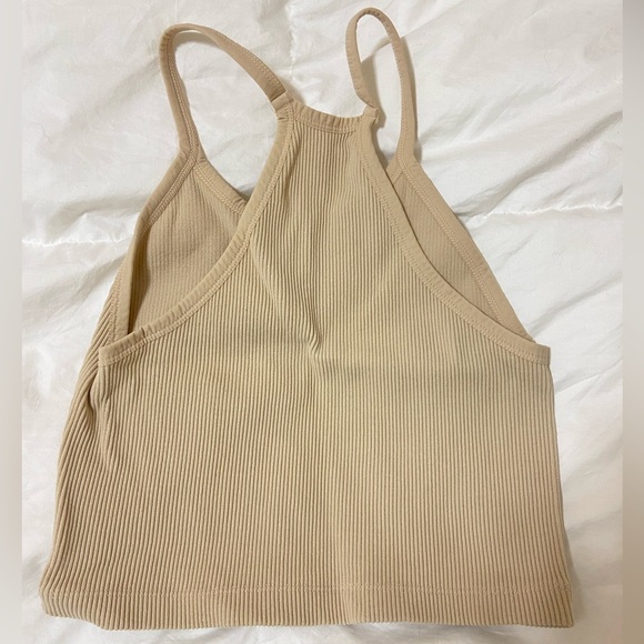 Cream Ribbed Crop Tank - Picture 3 of 4